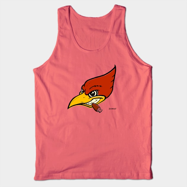 Crazed Woodpecker Automotive Mascot Tank Top by Jeff Allyn Szwast